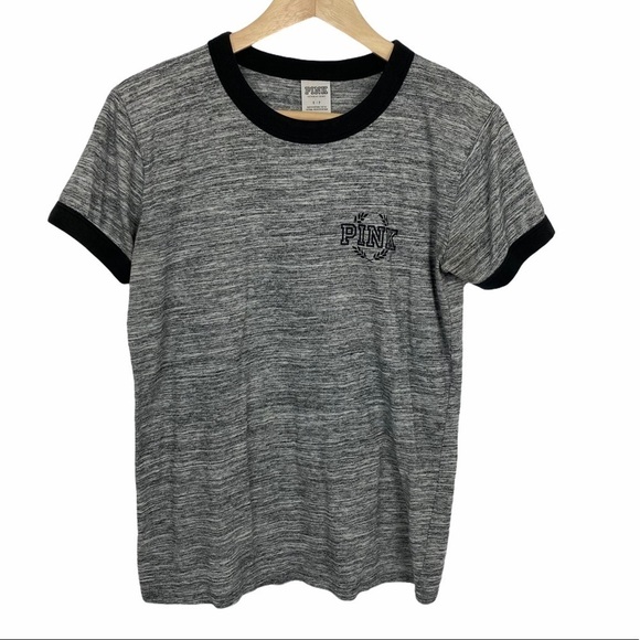 PINK Victoria’s Secret | Gray Black Crew Neck Tee - Picture 1 of 10